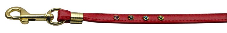 Confetti Crystal Leash Red w/Confetti Gold Hardware